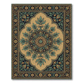 Ornate Gold Green Floral Mandala Rug