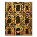 Ornate Golden Filigree Architectural Arch Rug