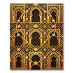 Ornate Golden Filigree Architectural Arch Rug