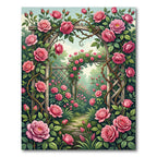 Romantic Pink Rose Garden Arbour Rug