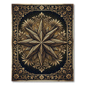 Ornate Golden Star Medallion Art Rug