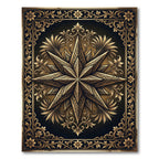 Ornate Golden Star Medallion Art Rug