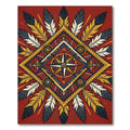 Crimson Feathered Compass Medallion Rug