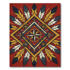 Crimson Feathered Compass Medallion Rug