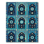 Blue Teal Starburst Archway Garden Rug