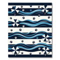 Navy Blue Coastal Paw Umbrella Stripe Rug