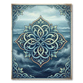 Elegant Cerulean Sea Scroll Medallion Rug