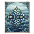 Elegant Cerulean Sea Scroll Medallion Rug