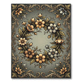 Elegant Floral Wreath in Golden Hues Rug