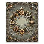 Elegant Floral Wreath in Golden Hues Rug