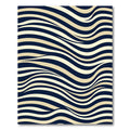 Modern Navy and Cream Wavy Stripe Rug