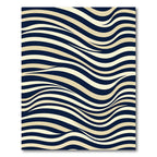 Modern Navy and Cream Wavy Stripe Rug