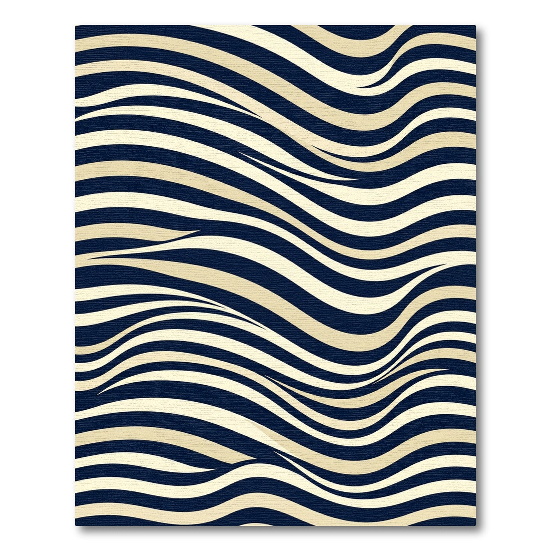 Modern Navy and Cream Wavy Stripe Rug