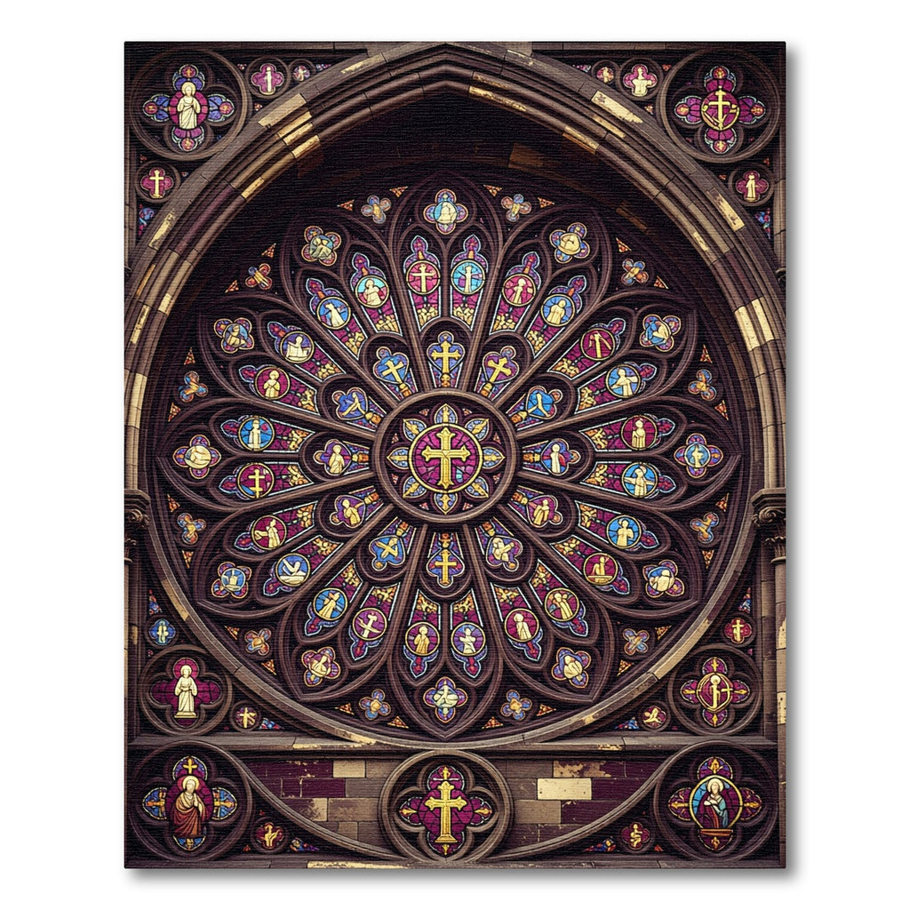 Gothic Stained Glass Rose Medallion Rug