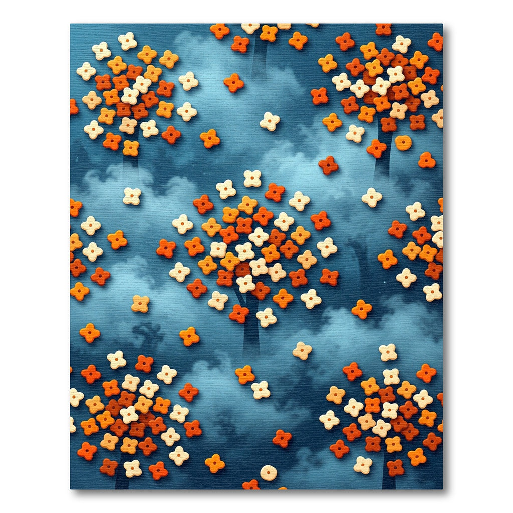 Autumnal Amber Floral Sky Cloud Rug