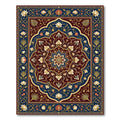 Deep Crimson Gold Lotus Medallion Rug