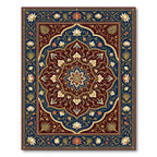 Deep Crimson Gold Lotus Medallion Rug