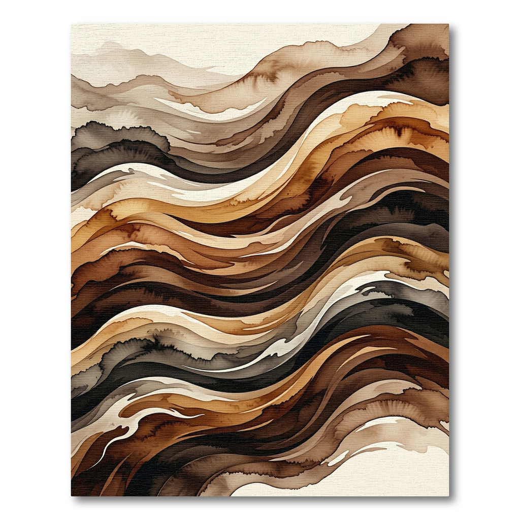 Abstract Earthy Wave Flowing Line Rug