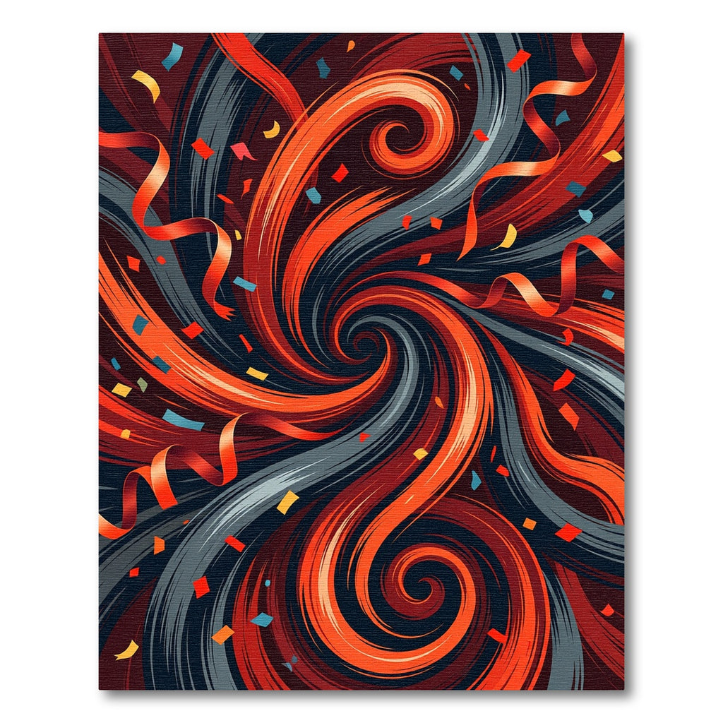Fiery Red Orange Swirl Confetti Rug