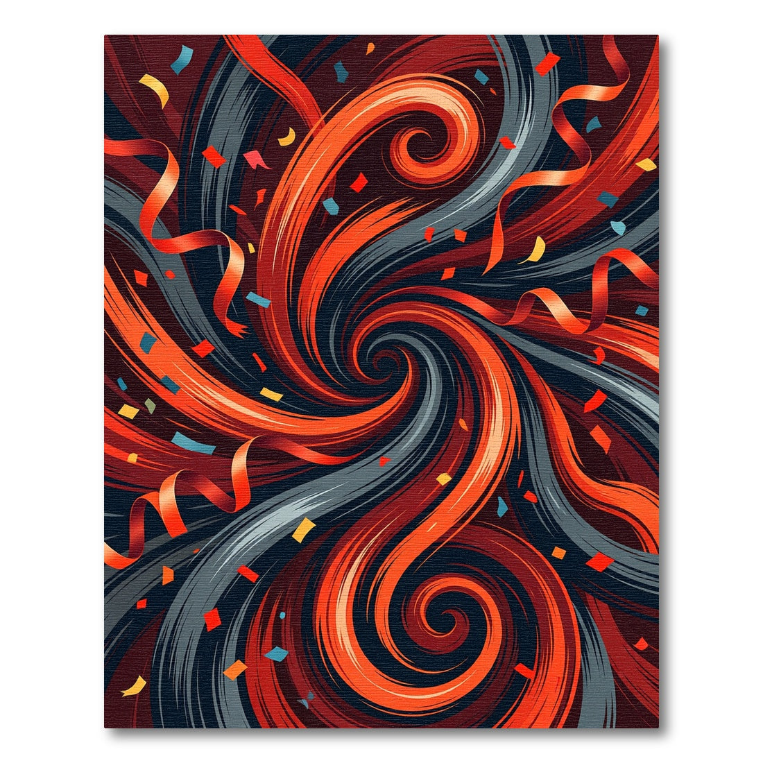 Fiery Red Orange Swirl Confetti Rug