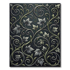 Ornate Silver Green Filigree Scroll Rug