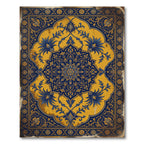 Gold Blue Vintage Floral Medallion Rug