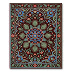 Ornate Deep Burgundy Floral Medallion Rug