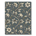 Elegant Charcoal and Gold Botanical Vine Rug