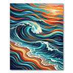 Vibrant Sunset Ocean Wave Swirl Rug