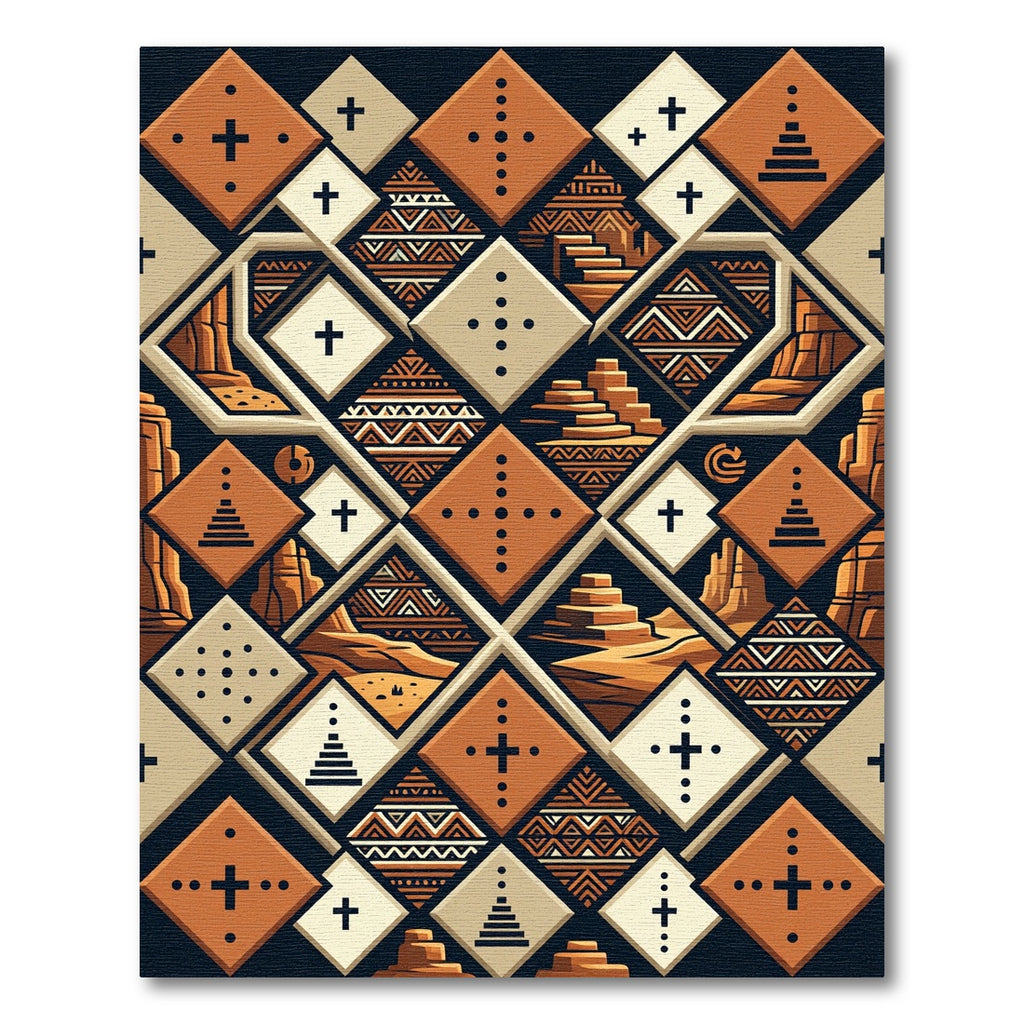 Earthy Terracotta Geometric Southwest Diamond Rug