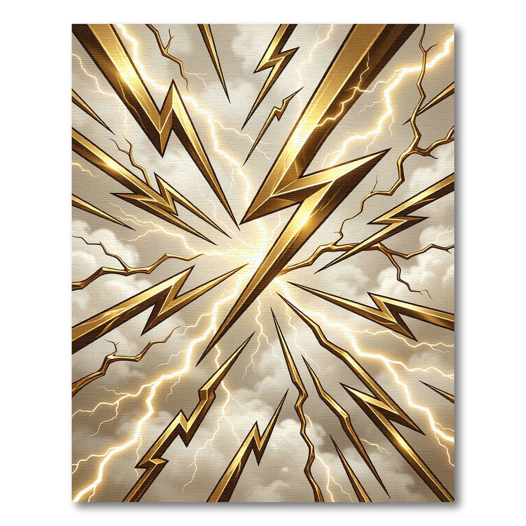 Golden Lightning Bolts Sky Burst Rug