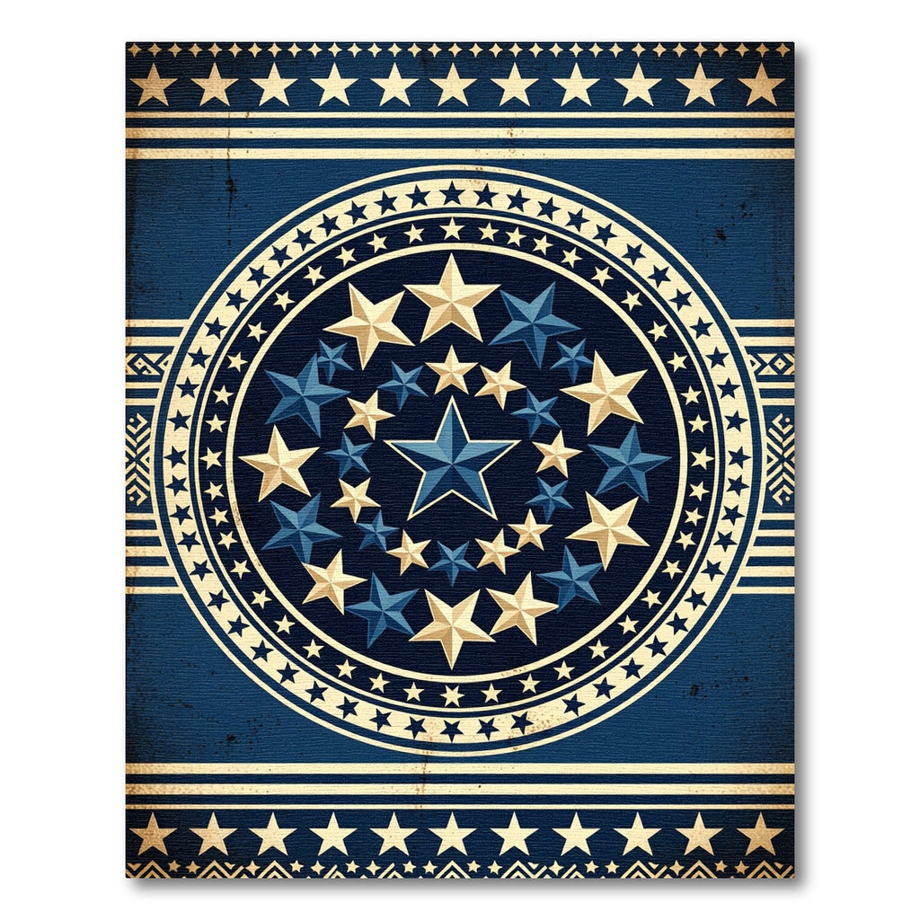 Grand Celestial Navy Gold Starry Medallion Rug