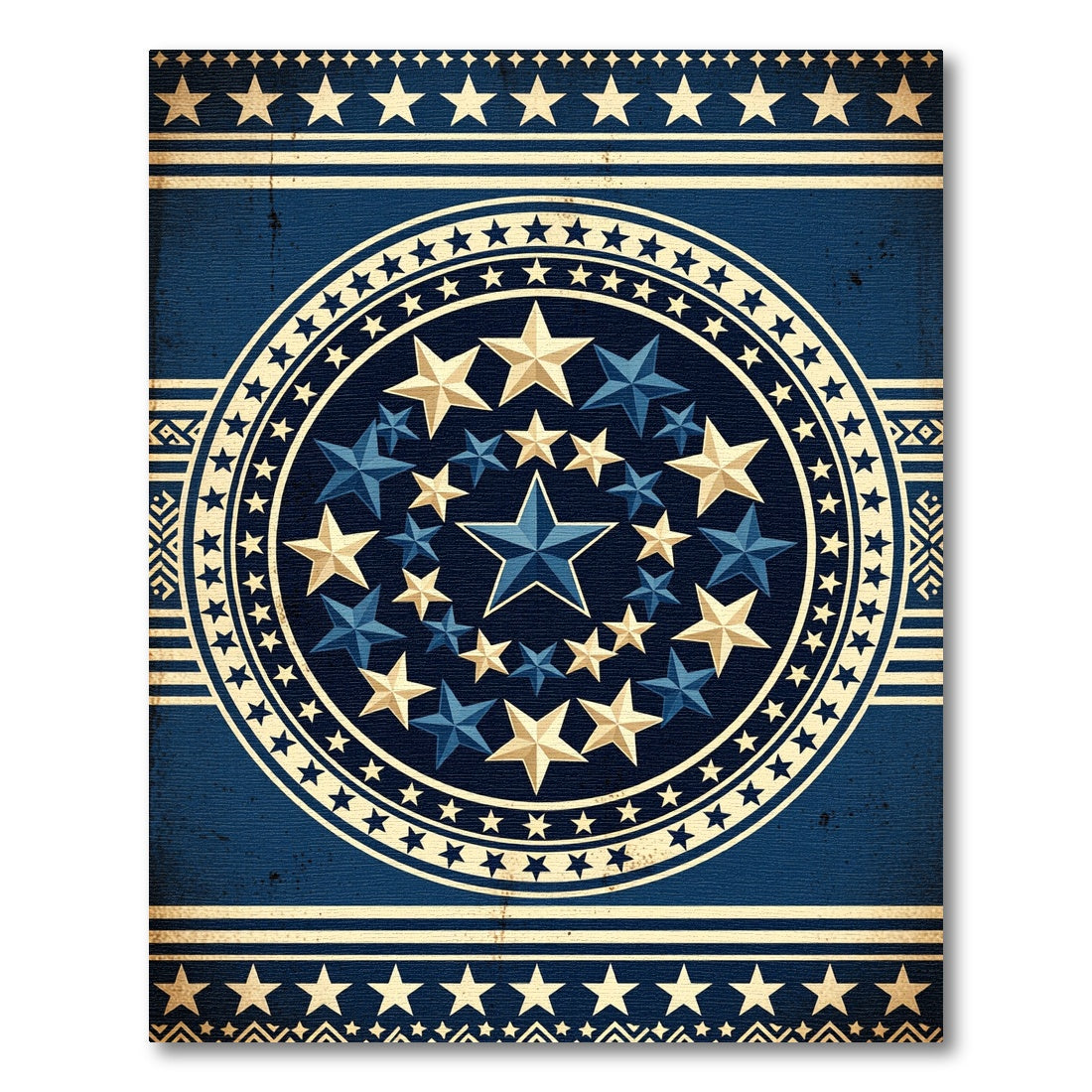 Grand Celestial Navy Gold Starry Medallion Rug