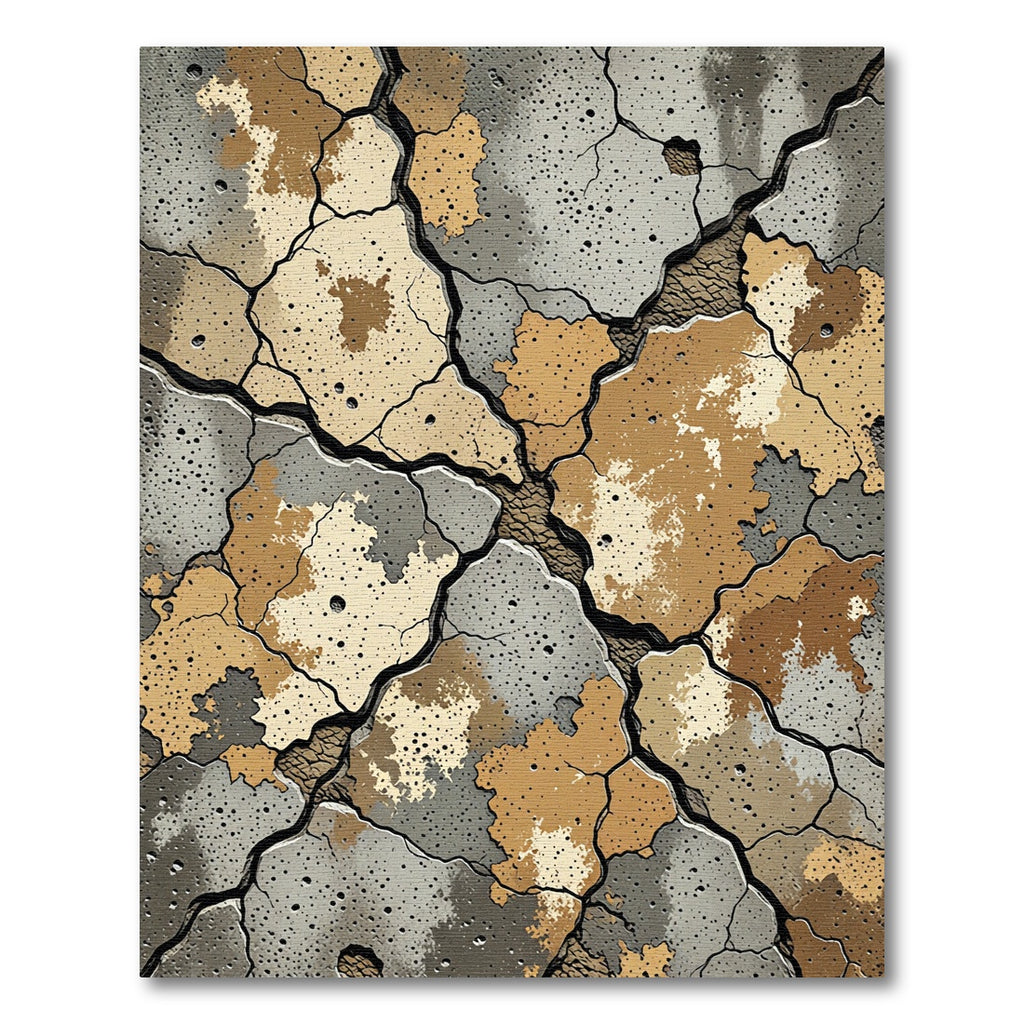 Cracked Earth Tones Abstract Rug