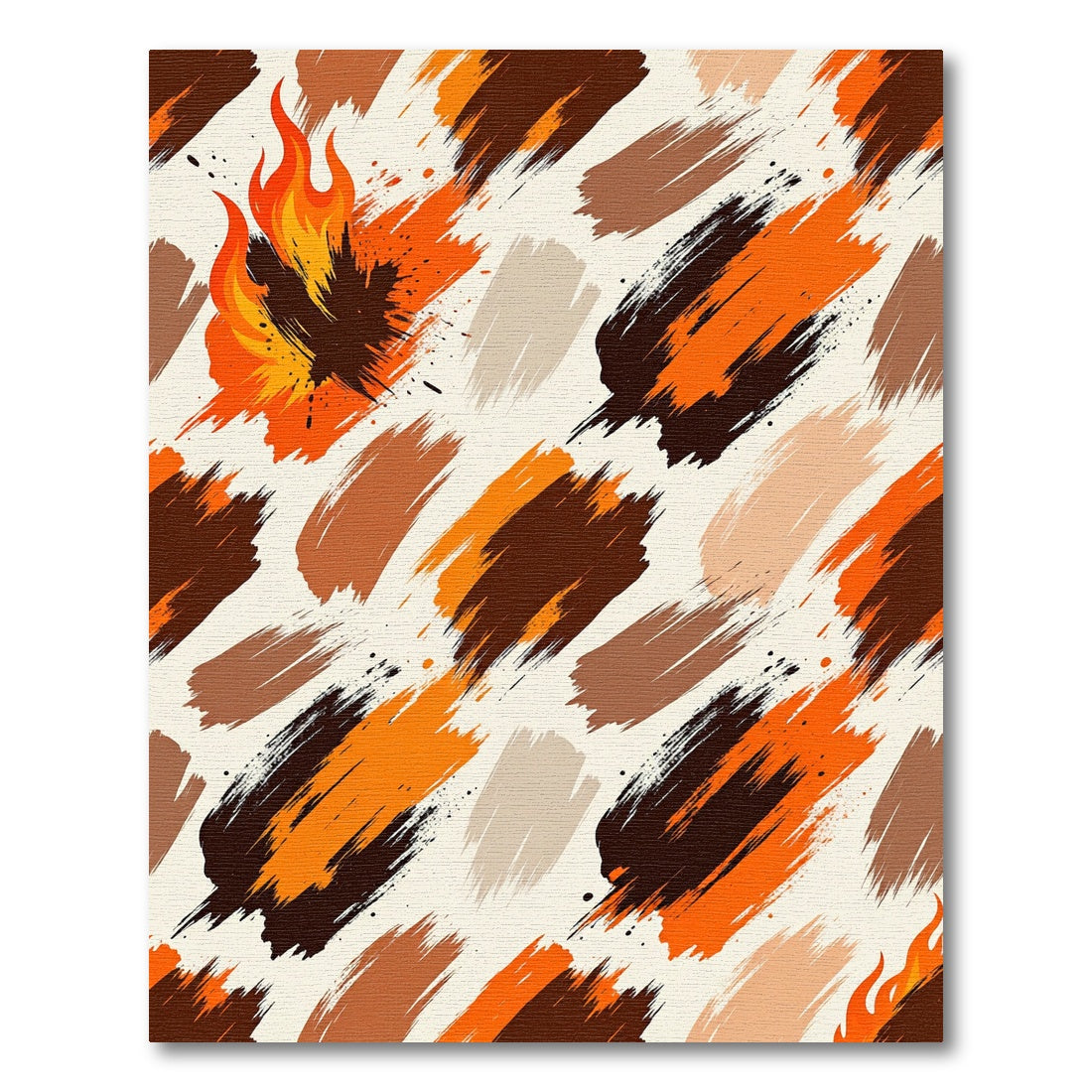 Abstract Fiery Flame Brushstroke Art Rug