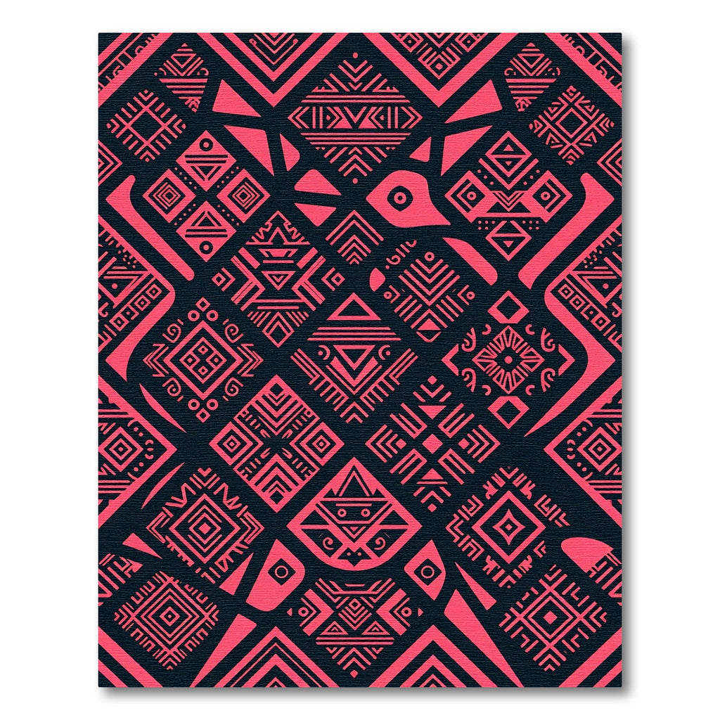 Bold Neon Pink Geometric Tribal Abstract Rug