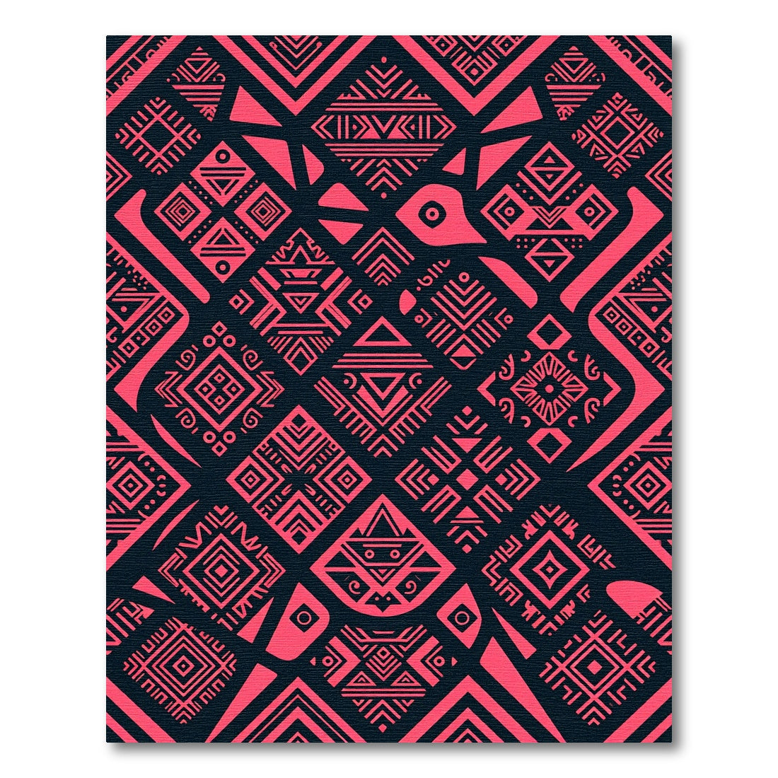 Bold Neon Pink Geometric Tribal Abstract Rug