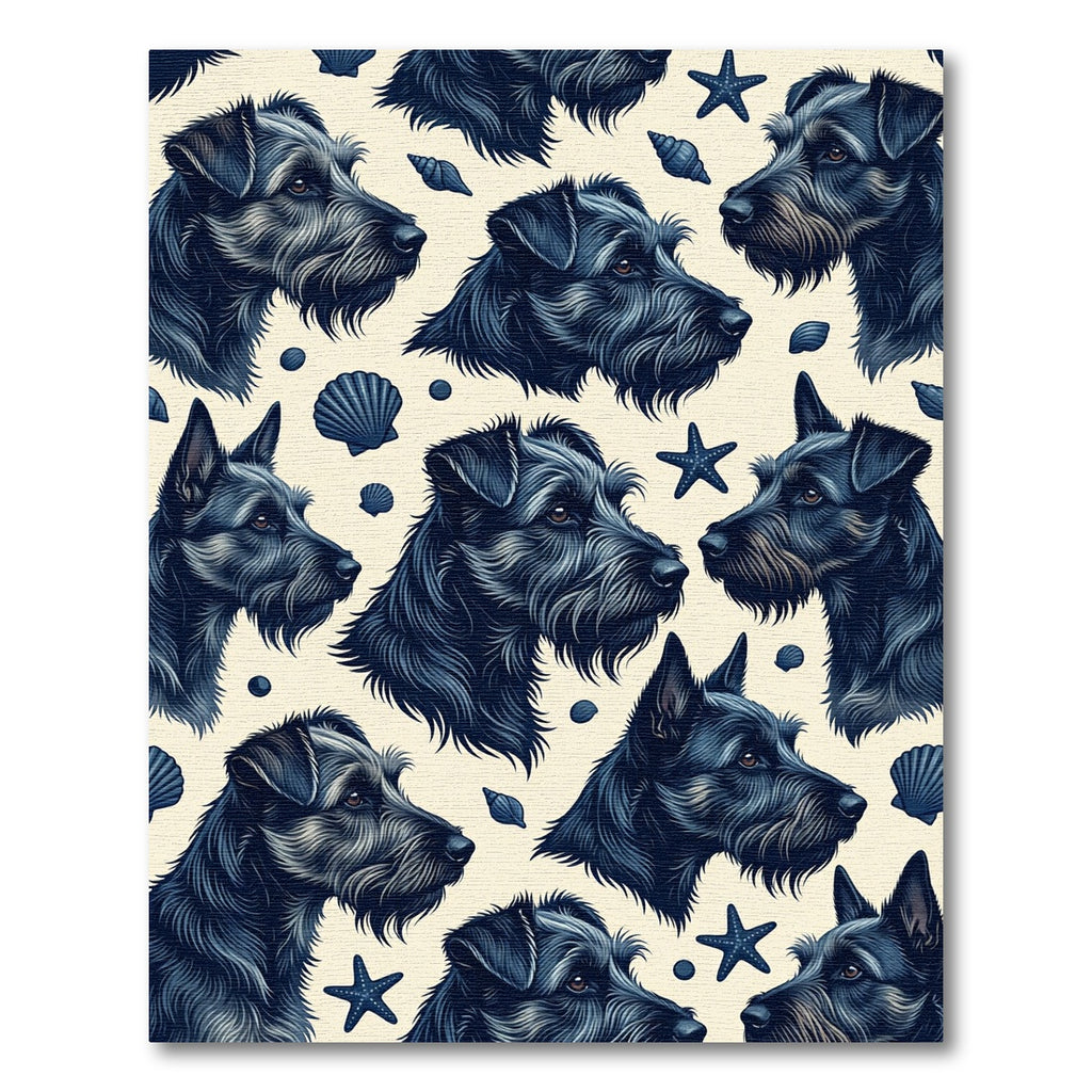 Navy Terriers and Coastal Seashells Rug