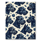 Navy Terriers and Coastal Seashells Rug