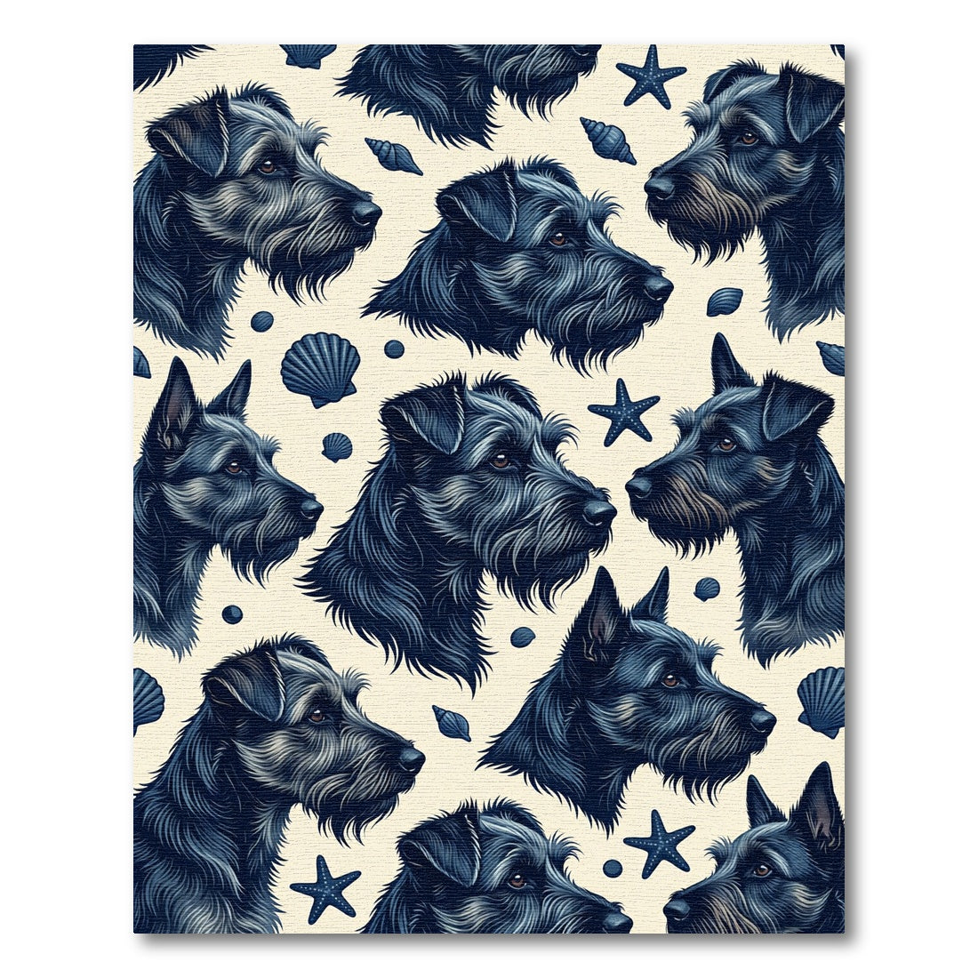 Navy Terriers and Coastal Seashells Rug