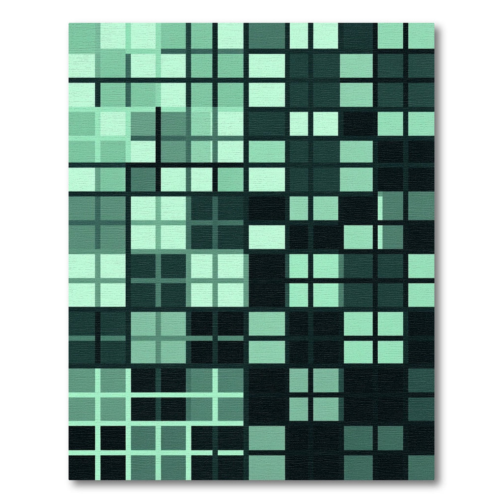 Mint Green Grid Abstract Geometric Rug
