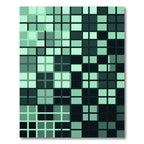 Mint Green Grid Abstract Geometric Rug