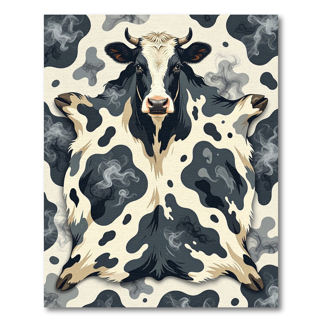 Abstract Black and White Cowhide Rug