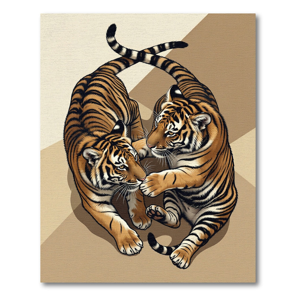 Dynamic Tiger Cub Duo Abstract Background Rug