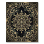 Elegant Gold Ornate Paisley Mandala Rug