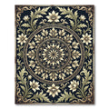 Elegant Beige Floral Medallion Charcoal Art Rug