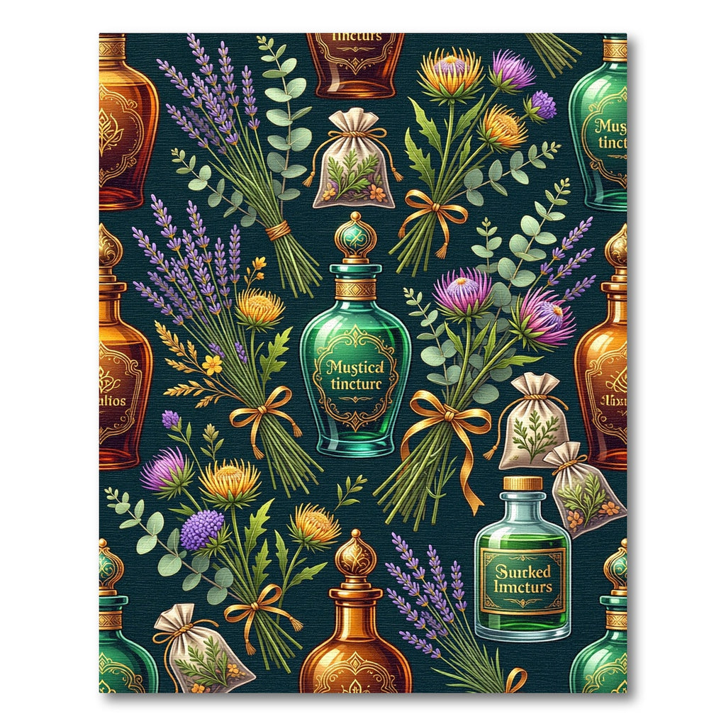 Mystical Apothecary Herb and Potion Botanical Rug
