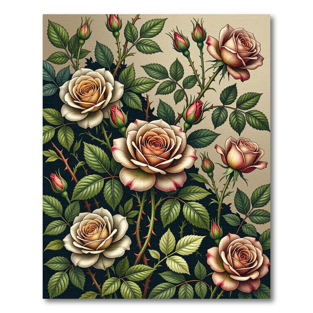Elegant Dusty Rose Botanical Floral Rug