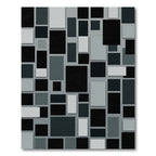 Modern Monochromatic Abstract Block Grid Rug