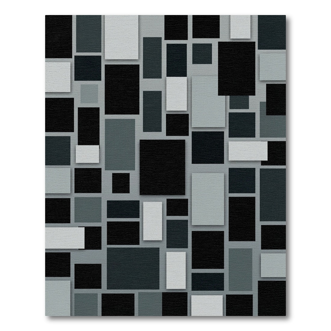 Modern Monochromatic Abstract Block Grid Rug